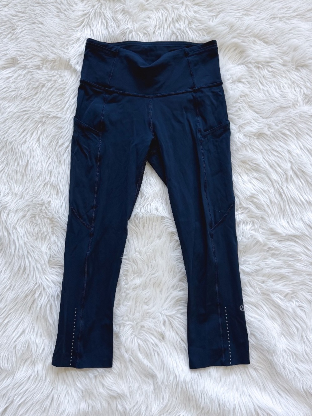 Lululemon Fast and Free Crop - Navy - Size 4